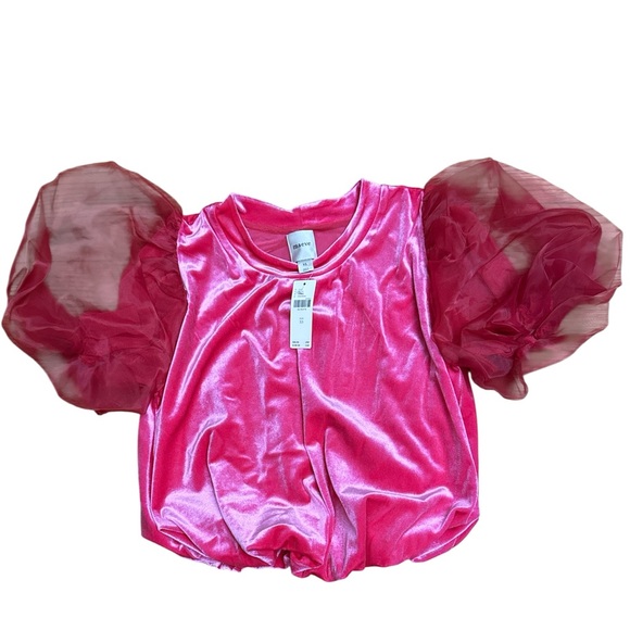 Maeve Elegant Pink Puff Sleeve Velvet Top - Picture 5 of 12